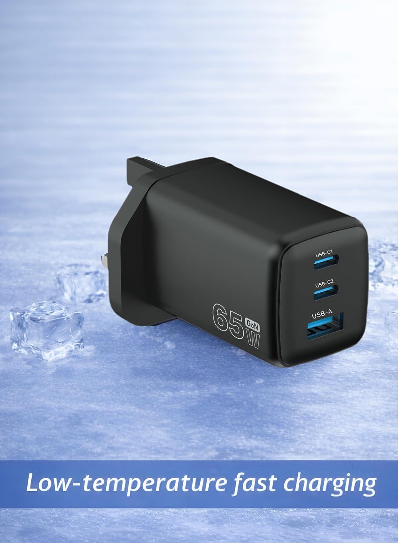 ايه كيه تي ستار شاحن سريع متعدد المنافذ بقوة 65 واط بتقنية GaN، مزود بمخرج USB-C وUSB-A، يدعم الشحن السريع PD وQC 3.0، محول جداري صغير الحجم مزود بحماية من الحرارة الزائدة، متوافق مع أجهزة MacBook Air وMacBook Pro وأجهزة الكمبيوتر المحمولة من Apple وSamsung - Image 4